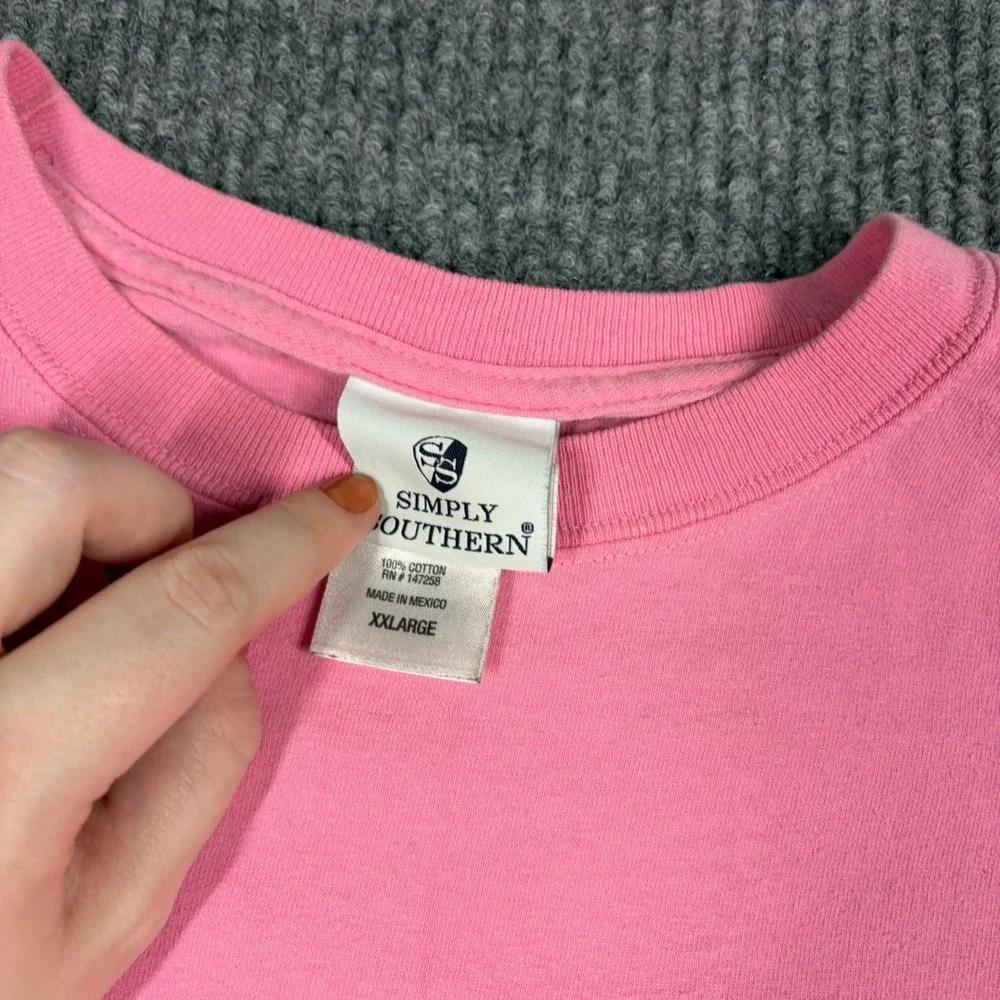 Simply Southern Shirt Womens XXL Pink I Like Big Mutts Graphic Long Sleeve - Picture 4 of 6